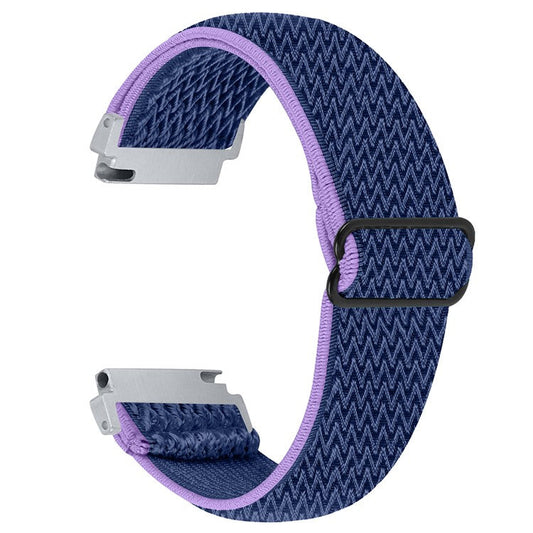 For Verizon Gizmo Watch 3 Elastic Wrist Band Wavy Pattern Woven Nylon Watch Strap - Purple+Blue