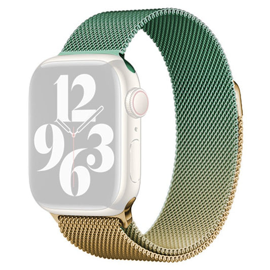 Watch Band For Apple Watch Series 10 42mm / 9 8 7 41mm / 6 5 4 SE (2023) SE (2022) SE 40mm / 3 2 1 38mm Gradient Magnetic Strap - Gold+Light Green