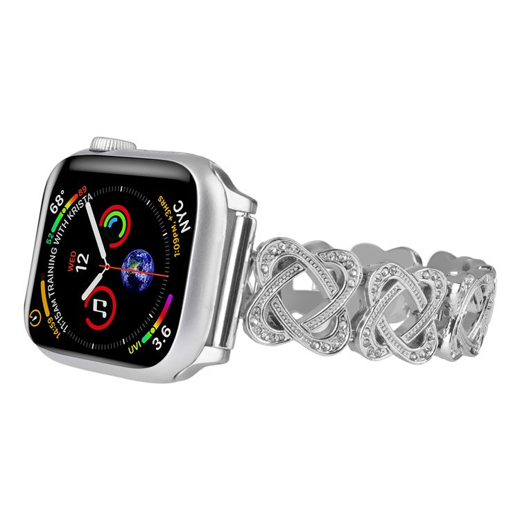 Crossed Ring Watch Strap for Apple Watch Series 10 42mm / 9 8 7 41mm / 6 5 4 SE (2022) SE (2023) SE 40mm / 3 2 1 38mm Zinc Alloy Wrist Band - Silver