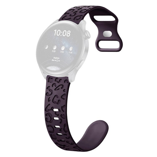For Samsung Galaxy Watch6 Classic 47mm / 43mm / Garmin Venu Sq 2 20mm Silicone Watch Band Leopard Printed - Cherry Red