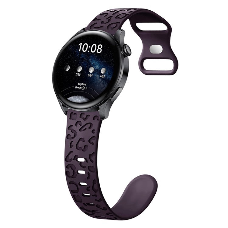 For Samsung Galaxy Watch6 Classic 47mm / 43mm / Garmin Venu Sq 2 20mm Silicone Watch Band Leopard Printed - Cherry Red