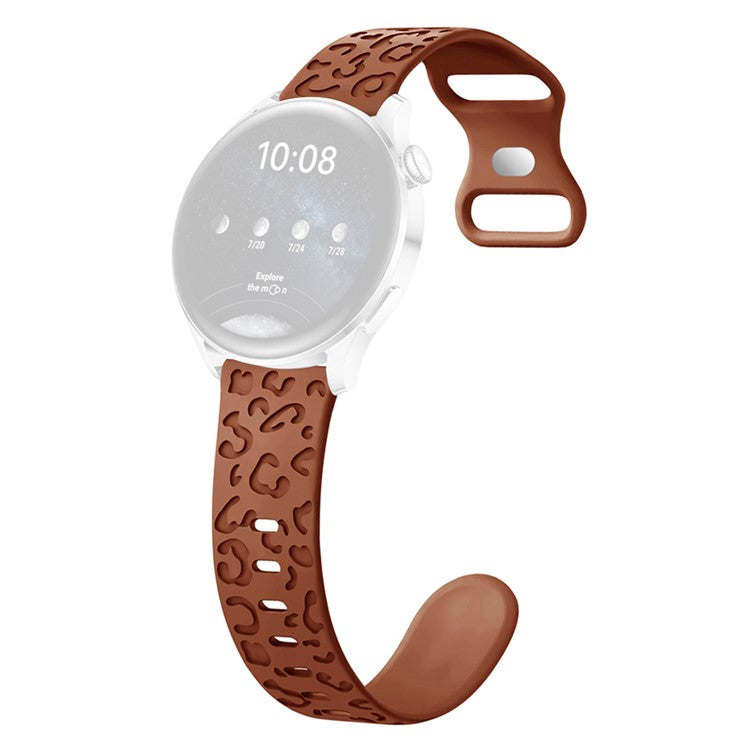 For Samsung Galaxy Watch6 Classic 47mm / 43mm / Garmin Venu Sq 2 20mm Silicone Watch Band Leopard Printed - Brown