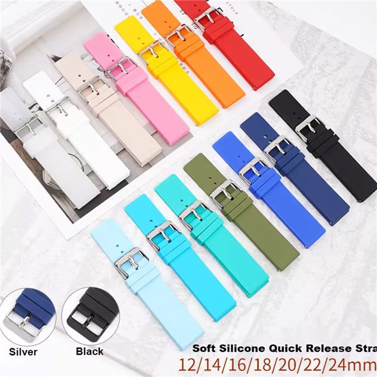 18mm Universal Replacement Watch Strap Sporty Silicone Wrist Band with Silver Buckle - Orange