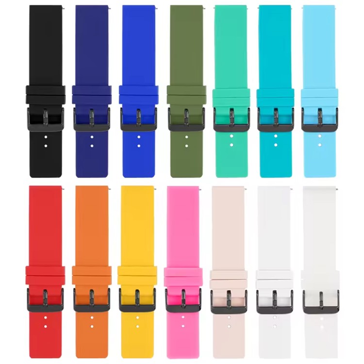 For Garmin Venu 3S / Venu 2S / Mi Watch Strap Replacement 18mm Sports Style Silicone Watchband with Black Buck - Baby Blue