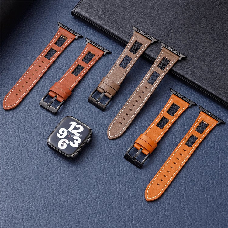 Band For Apple Watch Series 10 42mm / 9 8 7 41mm / 6 5 4 SE (2022) SE (2023) SE 40mm / 3 2 1 38mm Genuine Cow Leather Strap - White