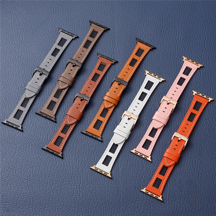 Band For Apple Watch Series 10 42mm / 9 8 7 41mm / 6 5 4 SE (2022) SE (2023) SE 40mm / 3 2 1 38mm Genuine Cow Leather Strap - Light Brown