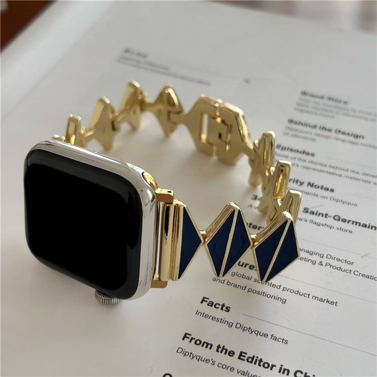 Watch Band For Apple Watch Series 10 42mm / 9 8 7 41mm / 6 5 4 SE (2022) SE (2023) SE 40mm / 3 2 1 38mm Zinc Alloy Epoxy Strap - Blue / Gold Buckle