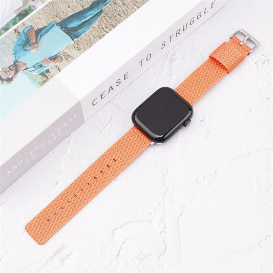 Grids Texture Nylon Strap for Apple Watch 10 46mm / Ultra 2 / Ultra 49mm / 9 8 7 45mm / SE (2023) SE (2022) SE 6 5 4 44mm / 3 2 1 42mm Wrist Band - Orange