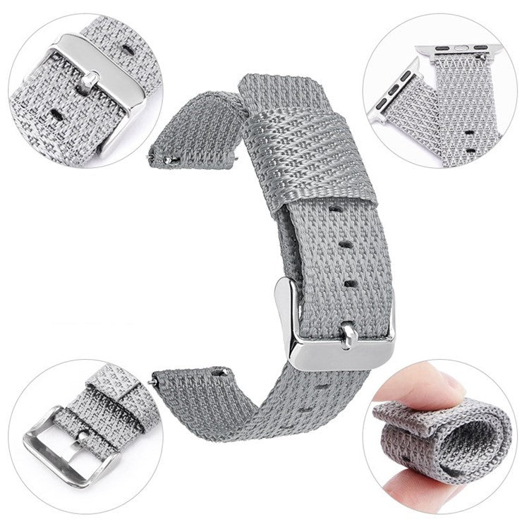 Watch Band For Apple Watch Series 10 42mm / 9 8 7 41mm  /  6 5 4 SE (2023) SE (2022) SE 40mm / 3 2 1 38mm Grids Texture Nylon Strap - Deep Pink