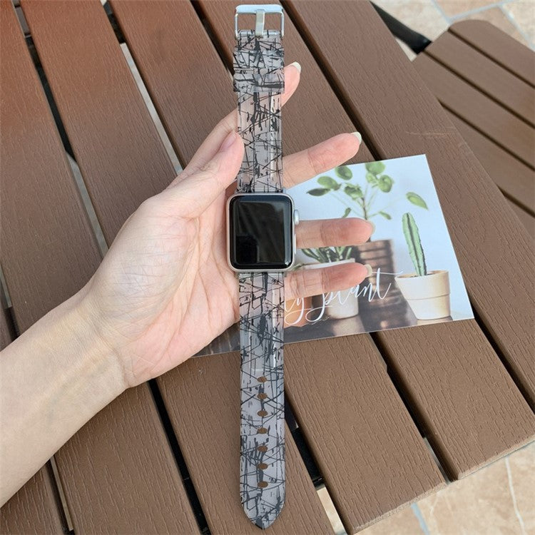 Rubber Watchband For Apple Watch Series 10 42mm / 9 8 7 41mm / 6 5 4 SE (2022) SE (2023) SE 40mm / 3 2 1 38mm Strap with Silver Buckle - Grey