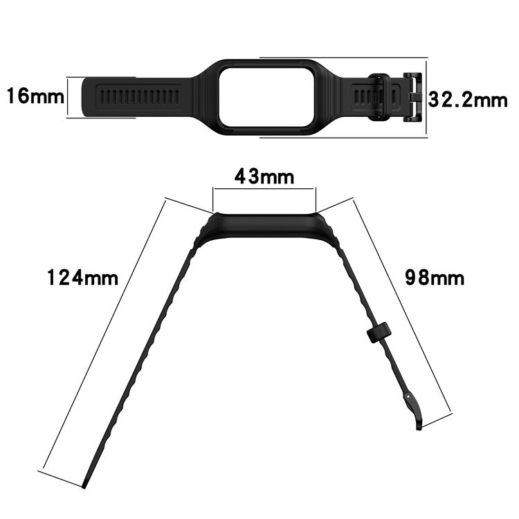 For Honor Band 9 Replacement Watch Band Silicone Strap with Protective Case - Black