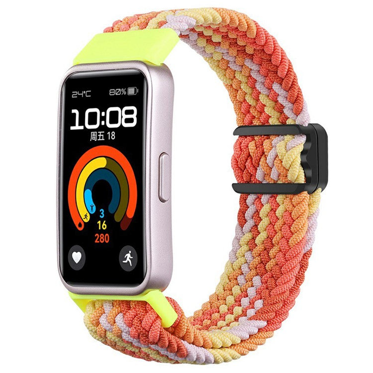 For Huawei Band 8 / Band 8 NFC / Band 9 / Band 9 NFC Wrist Band Magnetic Buckle Nylon Braided Smartwatch Strap - Colorful Orange
