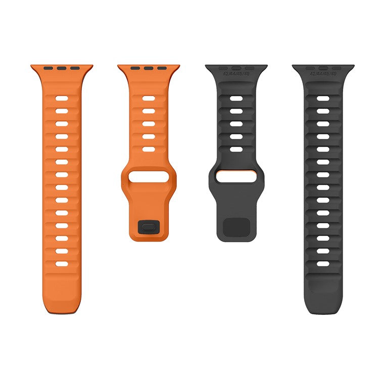 Watch Strap For Apple Watch Series 10 42mm / 9 8 7 41mm / SE (2023) SE (2022) SE 6 5 4 40mm / 3 2 1 38mm Dual Color Silicone Band - Orange+Black