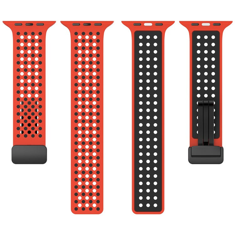 For Apple Watch 10 46mm / Ultra 2 / Ultra 49mm / 9 8 7 45mm / SE (2023) SE (2022) SE 6 5 4 44mm / 3 2 1 42mm Silicone Watch Band Dual Color - Grey+Yellow