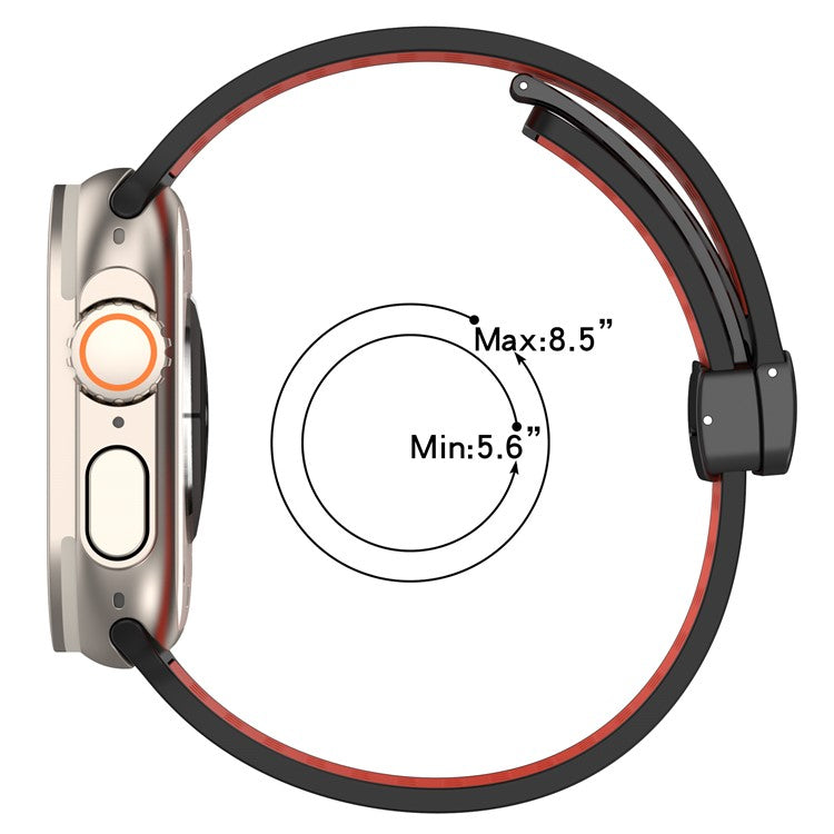 For Apple Watch Series 10 42mm / 9 8 7 41mm / SE (2023) SE (2022) SE 6 5 4 40mm / 3 2 1 38mm Silicone Strap Dual-Color Magnetic Watch Band - White+Black