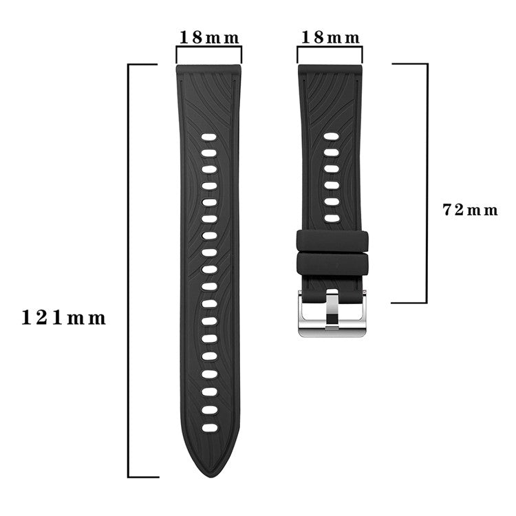 For Huawei Watch GT 4 41mm / Xiaomi Mi Watch Silicone Band 18mm Textured Watch Strap - White+Silver Buckle
