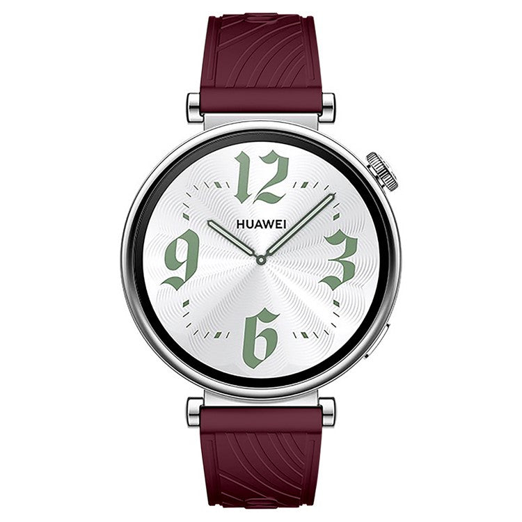 For Huawei Watch GT 4 41mm / Xiaomi Mi Watch Silicone Band 18mm Textured Watch Strap - Wine Red+Silver Buckle