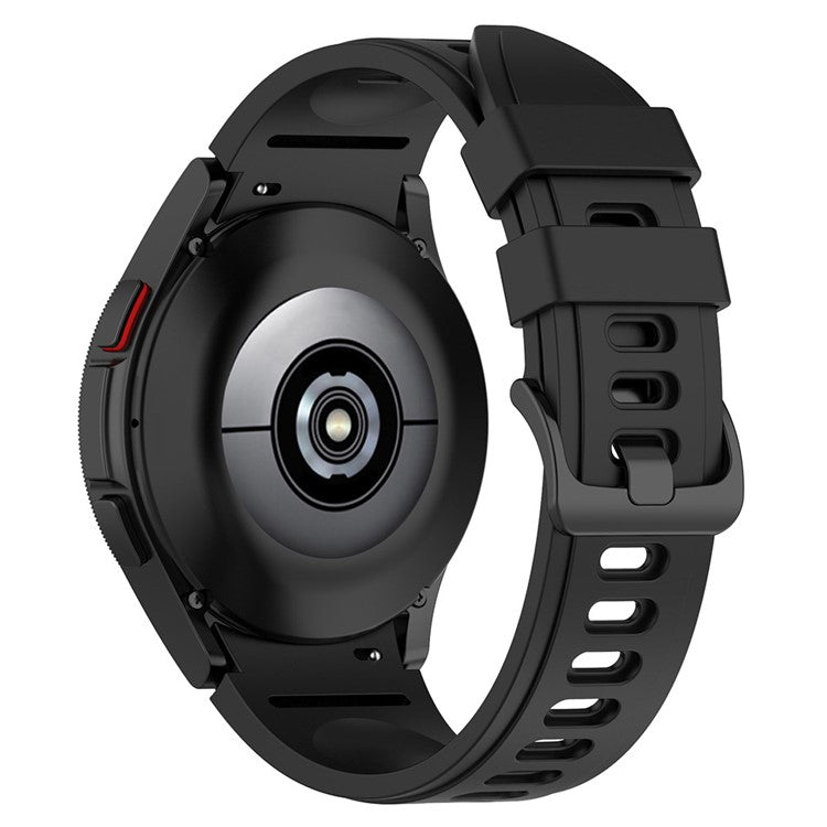 For Samsung Galaxy Watch FE 40mm / Watch4 / Watch 5 / Watch 5 Pro / Watch6 Replacement Bands Black Buckle Silicone Strap - Black