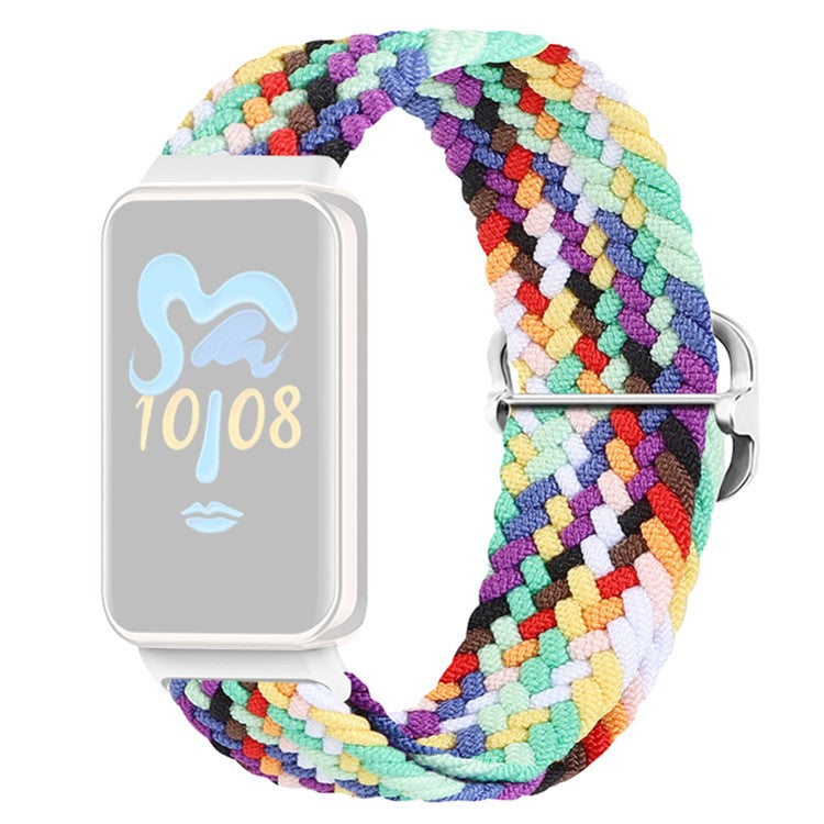 For Honor Band 9 Braided Watch Band Adjustable Nylon Stretchy Sport Replacement Strap - Official Rainbow