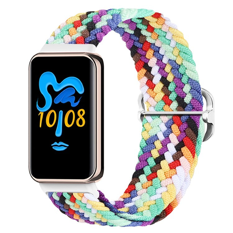 For Honor Band 9 Braided Watch Band Adjustable Nylon Stretchy Sport Replacement Strap - Official Rainbow