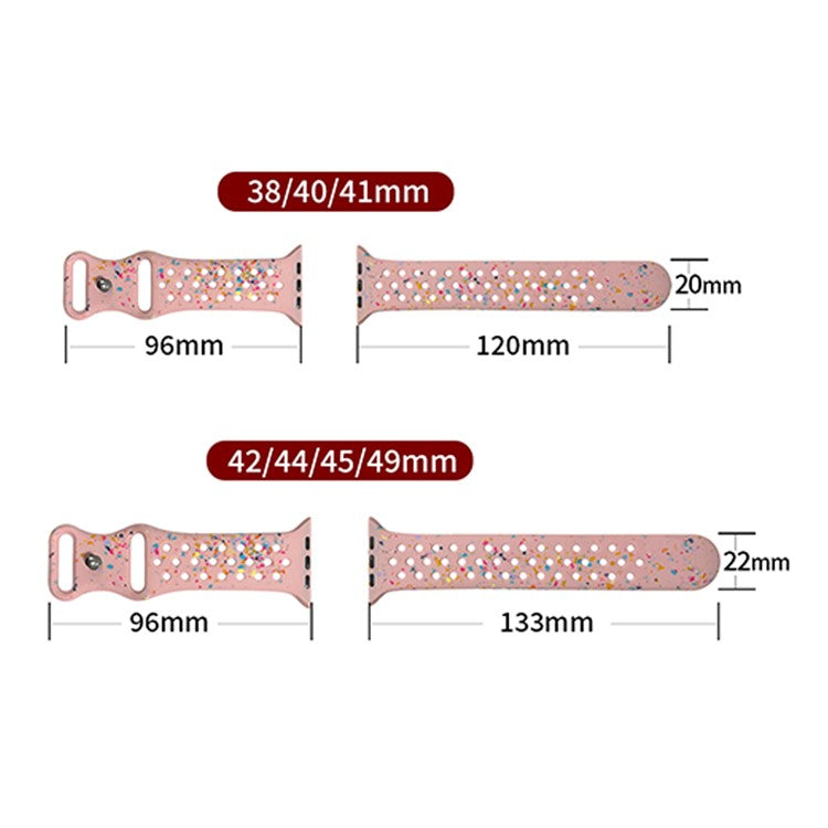 For Apple Watch 10 46mm / Ultra 2 / Ultra 49mm / 9 8 7 45mm / SE (2023) SE (2022) SE 6 5 4 44mm / 3 2 1 42mm Confetti Decor Silicone Strap - Smoky Purple