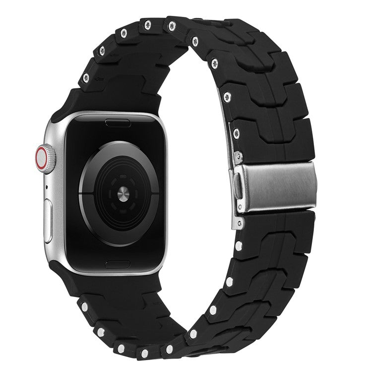 For Apple Watch Series 10 42mm / 9 8 7 41mm / SE (2023) SE (2022) SE 6 5 4 40mm / 3 2 1 38mm Watch Strap Replacement Silicone Band - Black