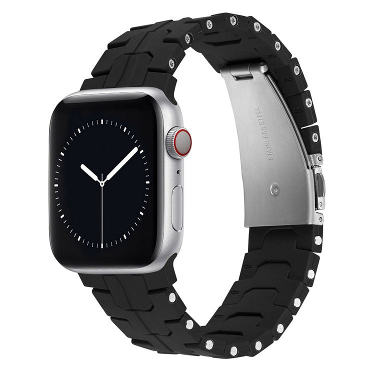 For Apple Watch Series 10 42mm / 9 8 7 41mm / SE (2023) SE (2022) SE 6 5 4 40mm / 3 2 1 38mm Watch Strap Replacement Silicone Band - Black