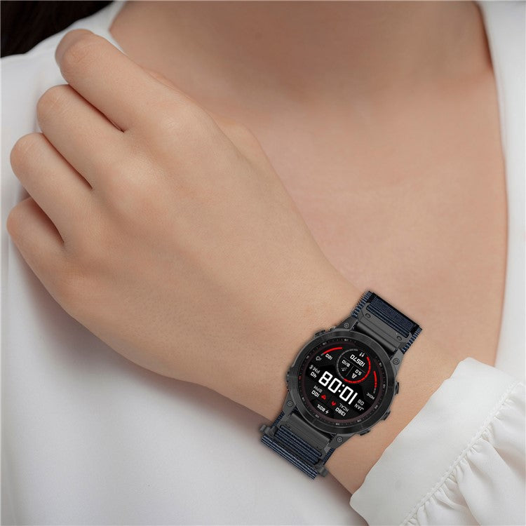 For Garmin Fenix 7 / Fenix 7 Pro / Instinct 2 Quickfit 22mm Magic Tape Watch Strap Nylon Wrist Band - Grey