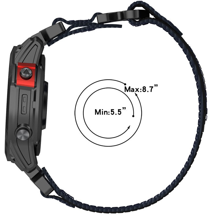 For Garmin Fenix 7 / Fenix 7 Pro / Instinct 2 Quickfit 22mm Magic Tape Watch Strap Nylon Wrist Band - Grey