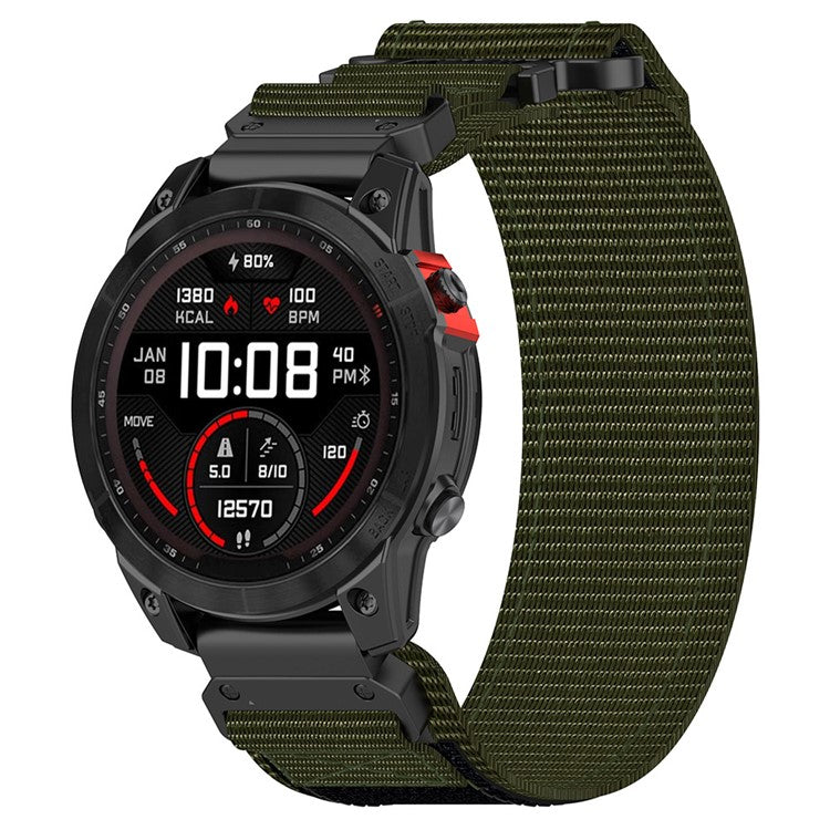 For Garmin Fenix 7 / Fenix 7 Pro / Instinct 2 Quickfit 22mm Magic Tape Watch Strap Nylon Wrist Band - Army Green