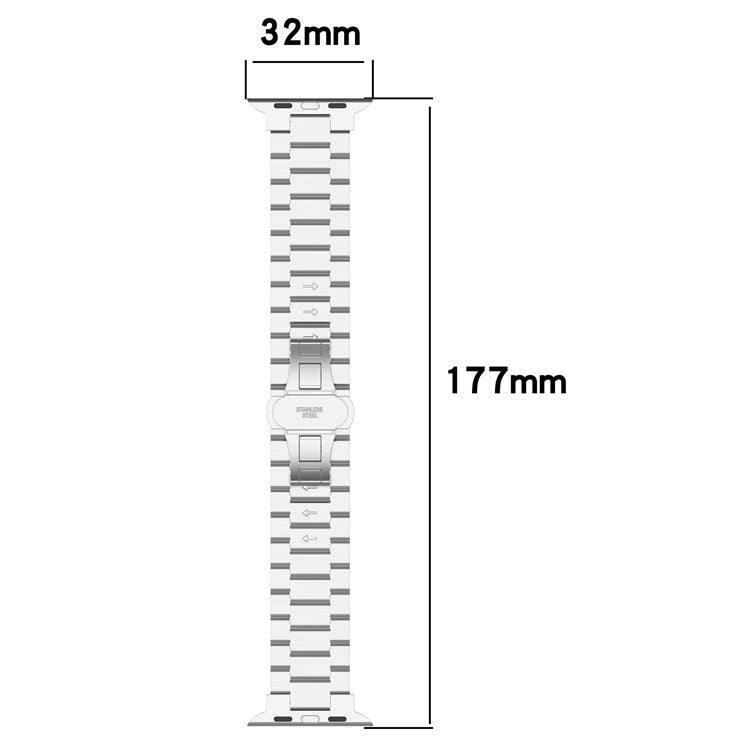 For Apple Watch Series 10 42mm / 9 8 7 41mm / SE (2023) SE (2022) SE 6 5 4 40mm / 3 2 1 38mm Strap Texture Stainless Steel Watch Band - Gold