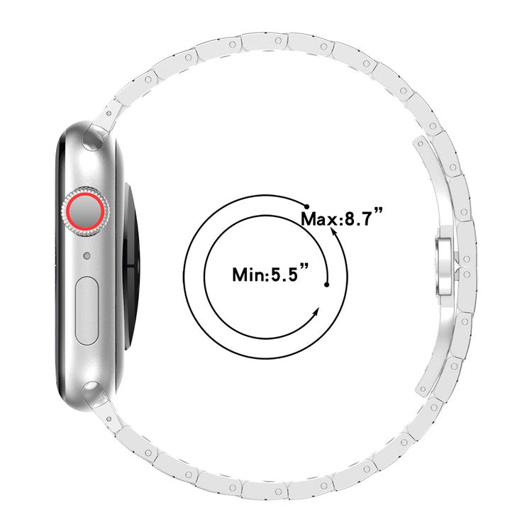For Apple Watch Series 10 42mm / 9 8 7 41mm / SE (2023) SE (2022) SE 6 5 4 40mm / 3 2 1 38mm Strap Texture Stainless Steel Watch Band - Gold