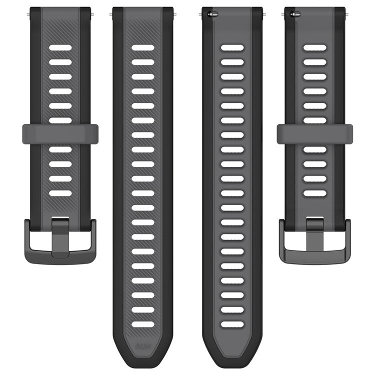 For Huawei Watch GT 2 / 3 / 3 Pro / Samsung Galaxy Watch6 Classic Silicone Band 20mm Dual-Color Textured Watch Strap - Dark Purple / Light Purple