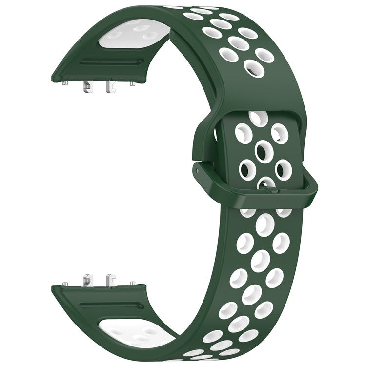 For Samsung Galaxy Fit3 Silicone Watch Bands Dual-Color Wrist Straps Replacement Parts - Dark Green+White
