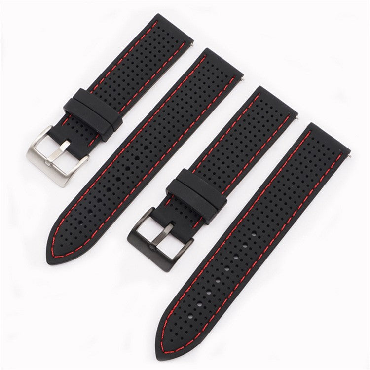 For Huawei Watch GT 4 46mm / Watch 4 / Watch 4 Pro Silicone Strap 22mm Watch Band - Silver Buckle / Army Green+Green Thread