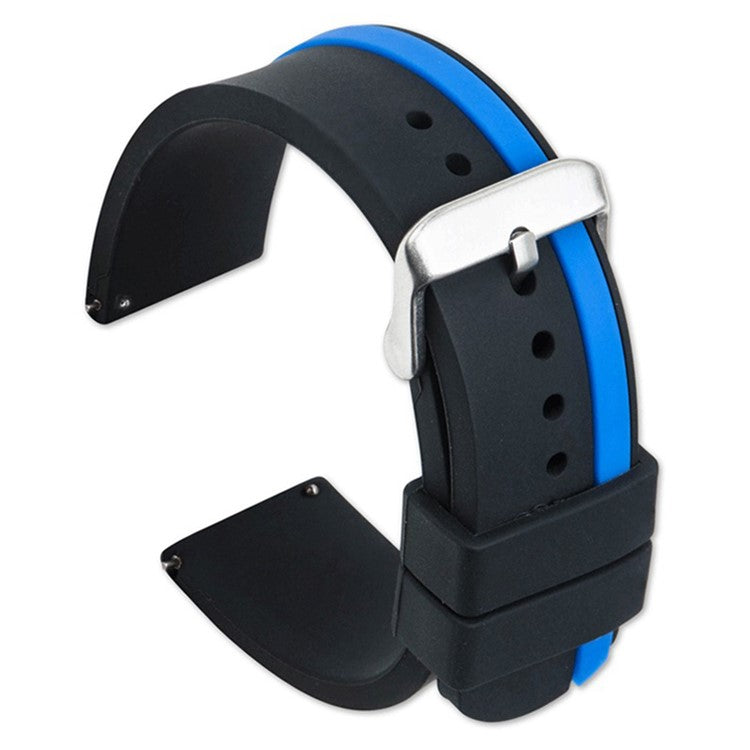 For Xiaomi Watch 2 / Huawei Watch 4 Pro Replacement Wrist Band 22mm Soft Silicone Strap with Dual Color - Black+Blue