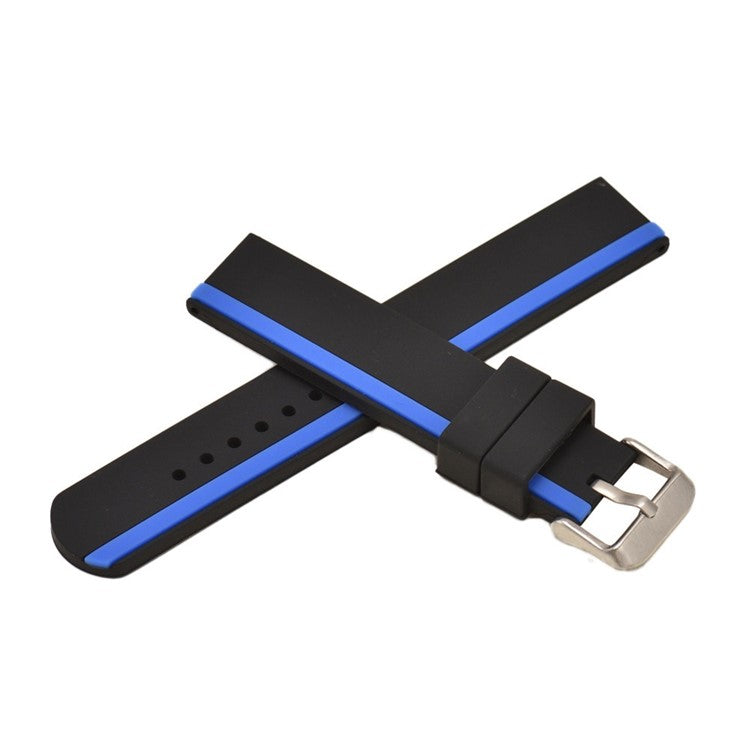 For Xiaomi Watch 2 / Huawei Watch 4 Pro Replacement Wrist Band 22mm Soft Silicone Strap with Dual Color - Black+Blue