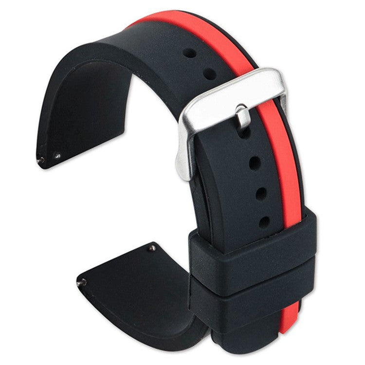 For Xiaomi Watch 2 / Huawei Watch 4 Pro Replacement Wrist Band 22mm Soft Silicone Strap with Dual Color - Black+Red