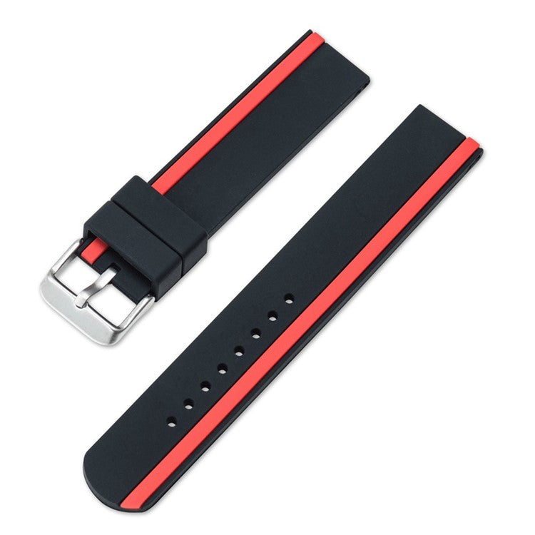 For Xiaomi Watch 2 / Huawei Watch 4 Pro Replacement Wrist Band 22mm Soft Silicone Strap with Dual Color - Black+Red