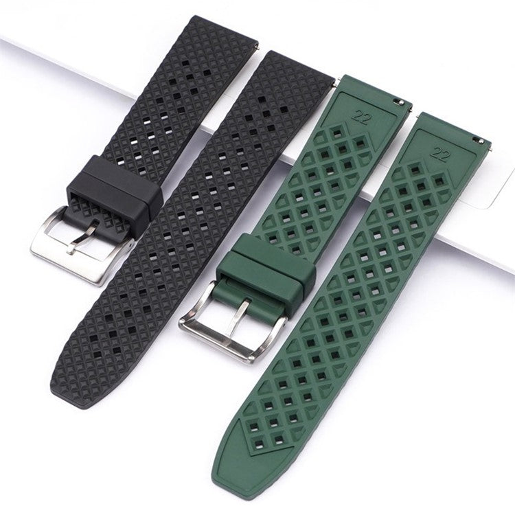 For Huawei Watch GT 3 42mm / GT 3 Pro 43mm Watch Strap 20mm Fluorubber Wrist Band - Red+Black Buckle