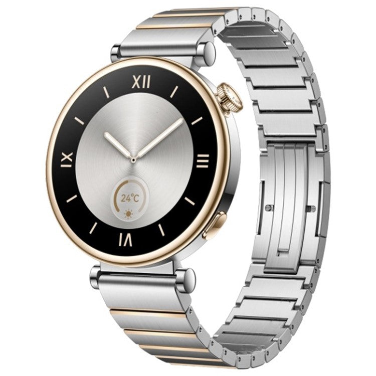 Watch Strap for Huawei Watch GT 4 41mm / Garmin Venu 3S / 2S Stainless Steel 18mm Universal Replacement Wrist Band - Silver+Gold