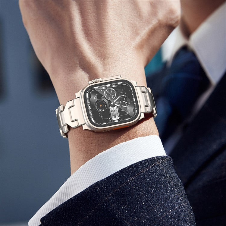 For Apple Watch 10 46mm / Ultra 2 / Ultra 49mm / 9 8 7 45mm / SE (2023) SE (2022) SE 6 5 4 44mm / 3 2 1 42mm Y-Shape Titanium Steel Wrist Strap - Black