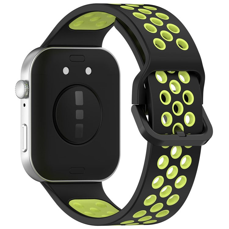 For Huawei Watch Fit 3 Soft Silicone Watch Strap Replacement Dual Color Band - Black+Lime