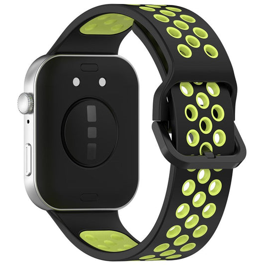 For Huawei Watch Fit 3 Soft Silicone Watch Strap Replacement Dual Color Band - Black+Lime