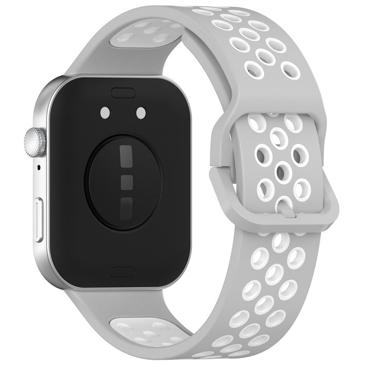 For Huawei Watch Fit 3 Soft Silicone Watch Strap Replacement Dual Color Band - Grey+White