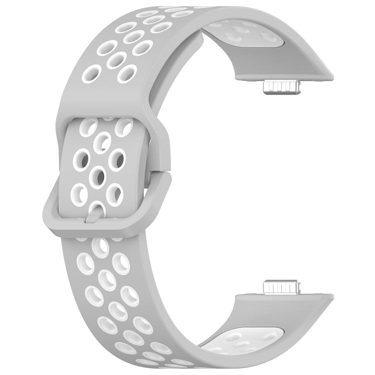 For Huawei Watch Fit 3 Soft Silicone Watch Strap Replacement Dual Color Band - Grey+White