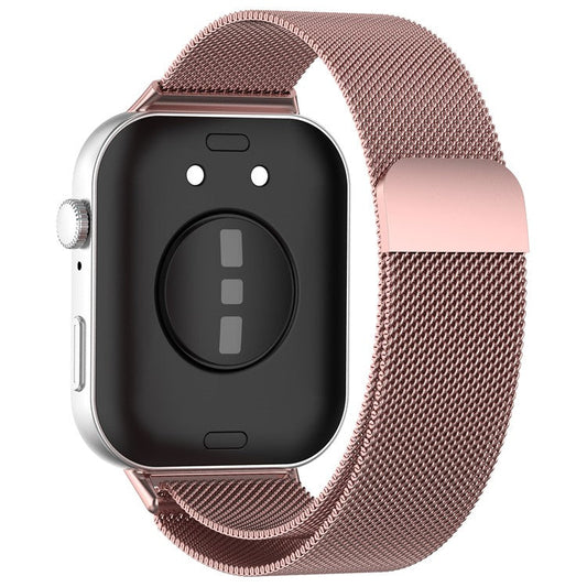 For Huawei Watch Fit 3 Metal Strap Stainless Steel Magnetic Milanese Watch Band - Rose Pink