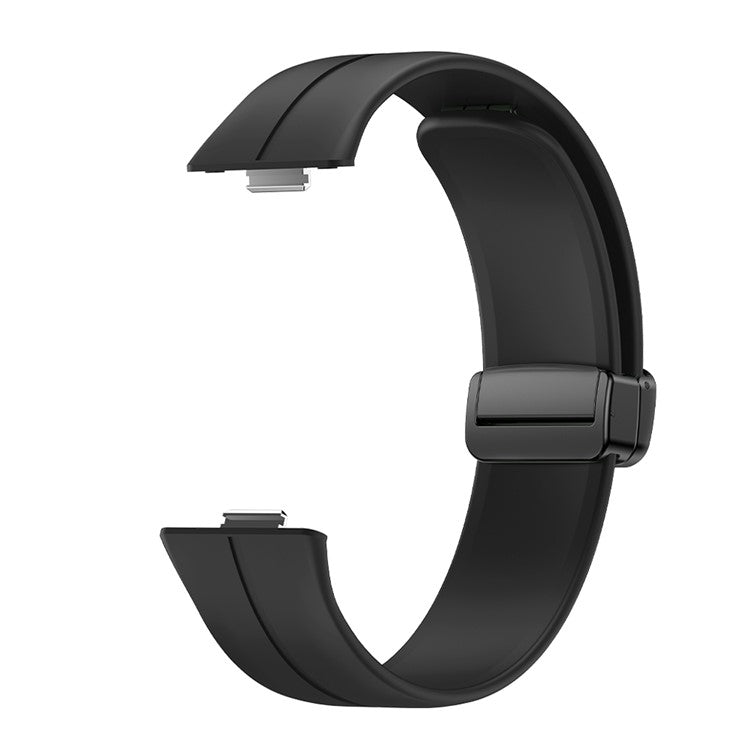 For Huawei Watch Fit 3 Silicone Strap Magnetic Folding Buckle Watch Band - Black