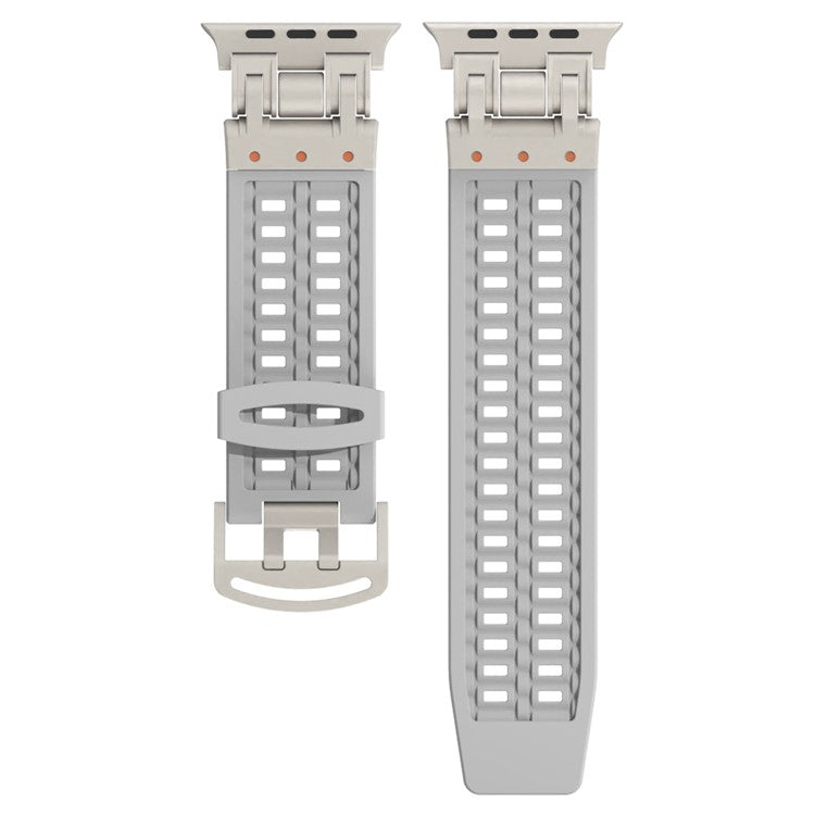 For Apple Watch 10 46mm / Ultra 2 / Ultra 49mm / 9 8 7 45mm / SE (2023) SE (2022) SE 6 5 4 44mm / 3 2 1 42mm Silicone Watch Band Dual Claw - Grey