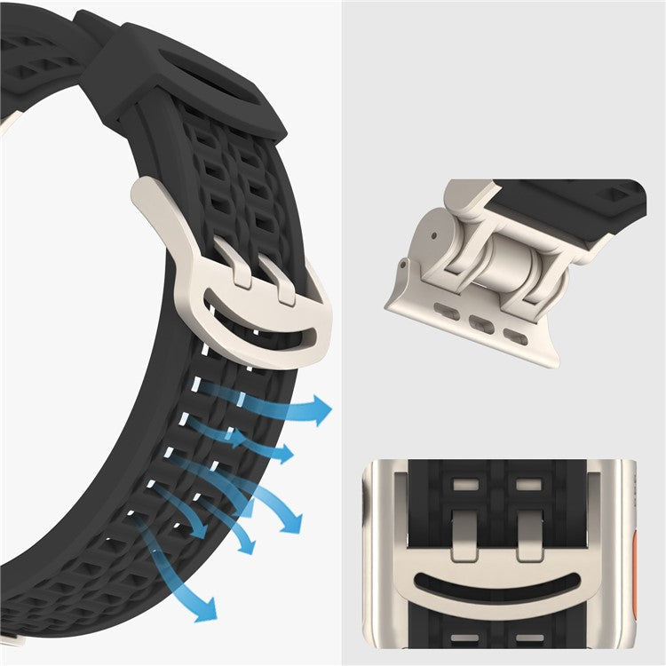 For Apple Watch 10 46mm / Ultra 2 / Ultra 49mm / 9 8 7 45mm / SE (2023) SE (2022) SE 6 5 4 44mm / 3 2 1 42mm Silicone Watch Band Dual Claw - Grey